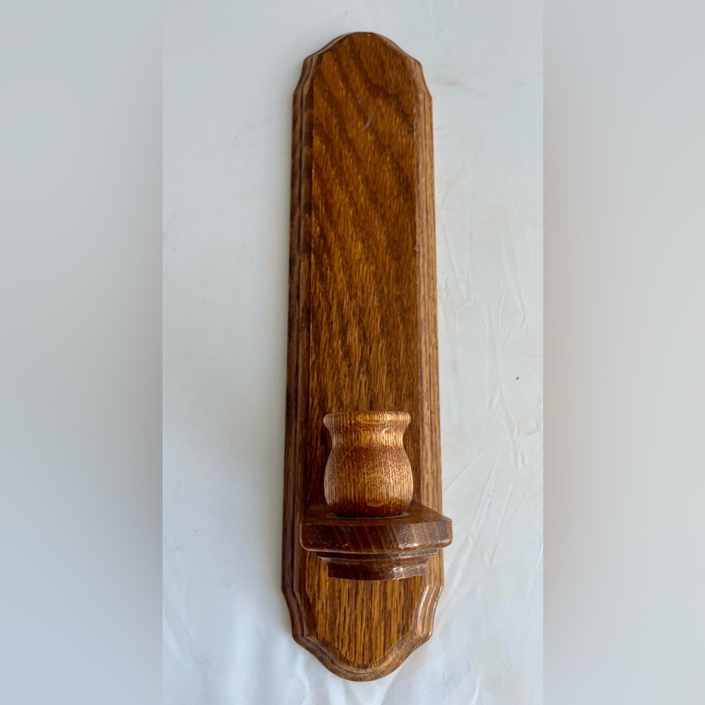 Vintage 80's Wooden Wall Mounted Candlestick Holder